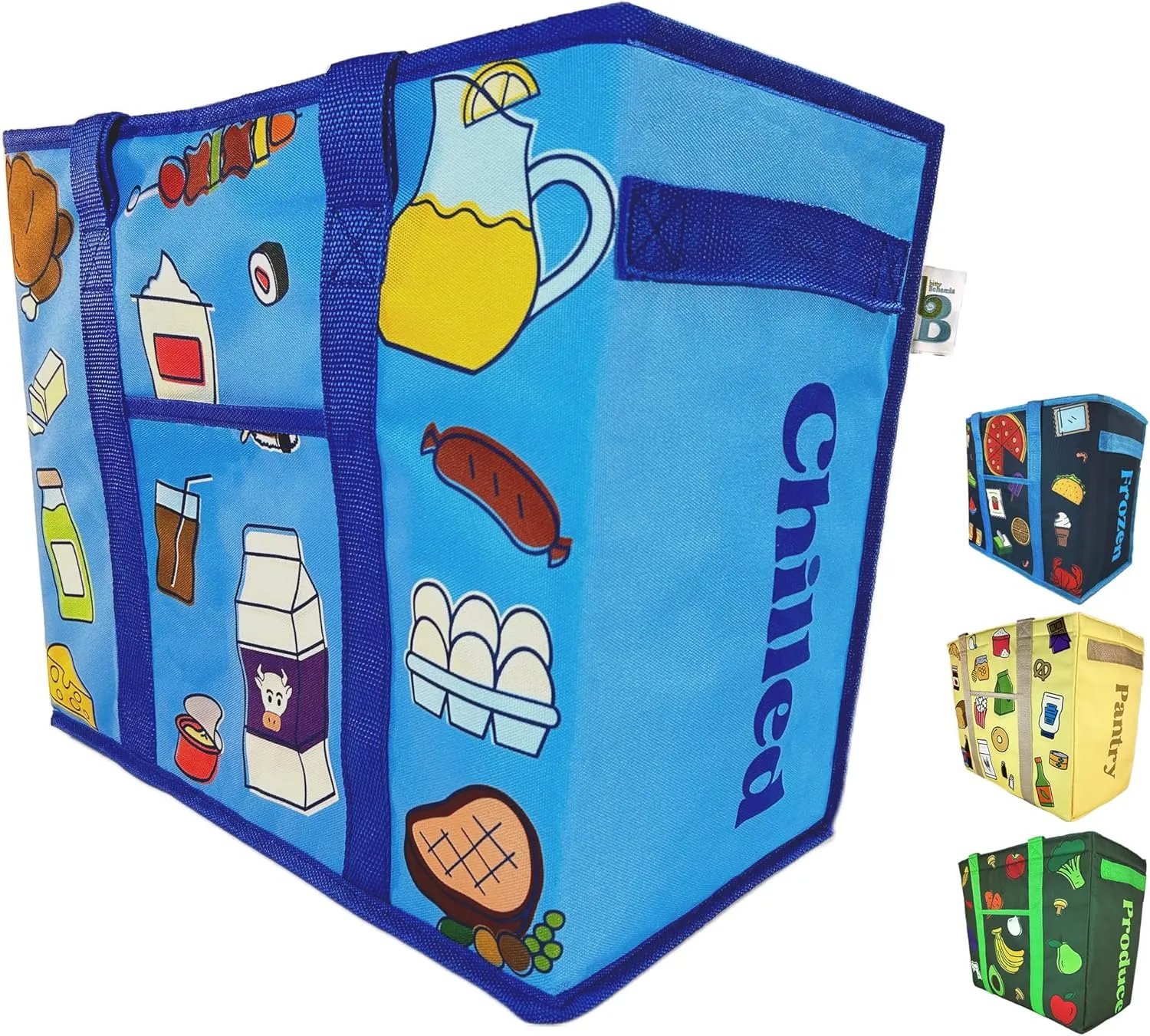 | Reusable Grocery Bags, Large Shopping Bags with Straps, Zipper or Drawstring - Leakproof Insulated Cooler Bag