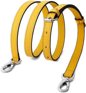 0.98" Width Leather Bag Strap Purse Straps Replacement Crossbody Shoulder Purse Straps for Handbags Silver Clasp Yellow