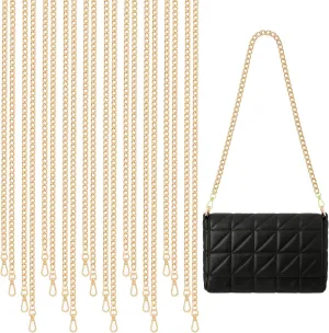 10 Pcs 47 Inch Purse Chain Replacement, DIY Metal Gold Shoulder Cross Body Bag Chain, Bag Chains with Metal Buckles for Wallet, Handbag, Crossbody Bag