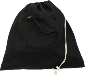 100% Linen 21 * 23inches Travel Laundry Bag for Dirty Clothes with Front Pocket Wet Wash Bag for Baby Kids Underwear Suitcase Luggage Baby Strap to Stroller Compression Necessities, Black