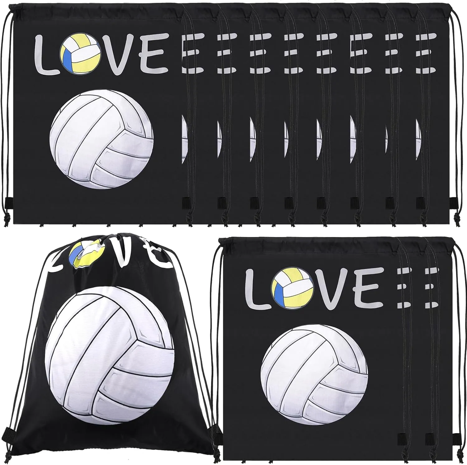 12Pack Drawstring Backpack Volleyball Drawstring Bag Gift Bags,Drawstring Backpacks Bulk,Volleyball Party Favors Cinch Bags String Bags Goodie Sack Bag(Volleyball)