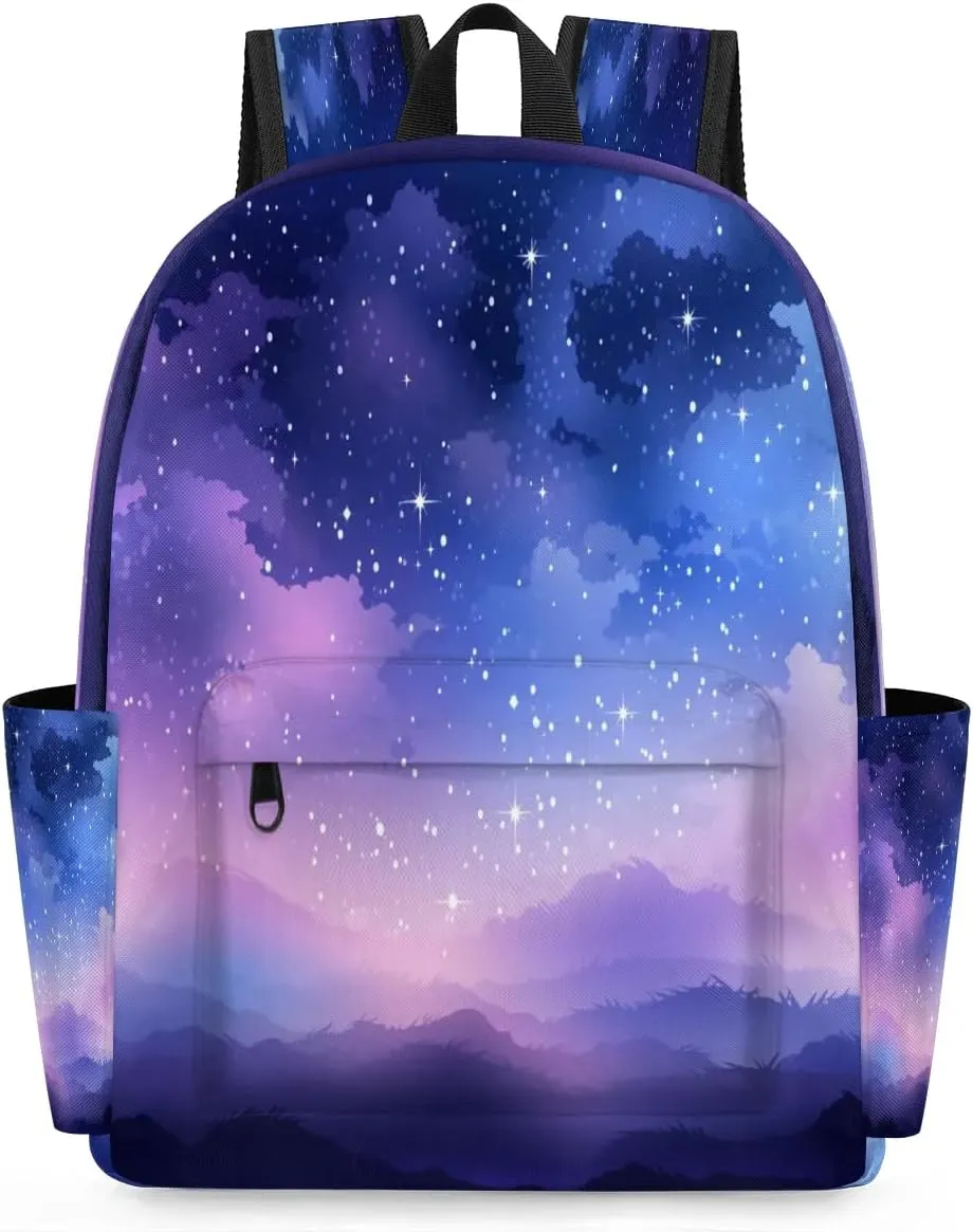 15.1 Inch Casual Backpack Galaxy Sky Small Backpack with Multiple Pocket Waterproof Mini Bags Daypack with Chest Strap Nebula Explosion Travel Bag