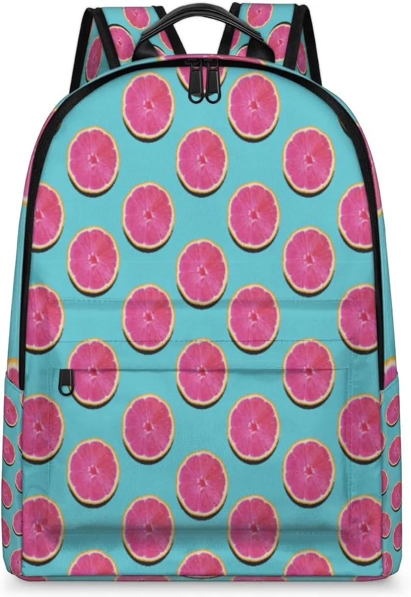 16 Inch Grapefruit Pink Flesh Travel Laptop Backpack Waterproofing with Adjustable Shoulder Strap Full Print Bookbag Shoulder Bag for Travel Daypack Work College Gift