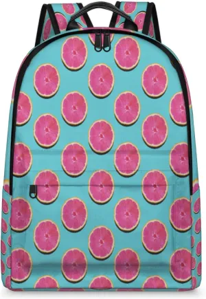 16 Inch Grapefruit Pink Flesh Travel Laptop Backpack Waterproofing with Adjustable Shoulder Strap Full Print Bookbag Shoulder Bag for Travel Daypack Work College Gift