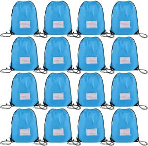 16 Pack Drawstring Bags,Bulk Draw String Backpack, DIY Gym Sports Cinch Bag Sackpack for Women Men, Sky Blue