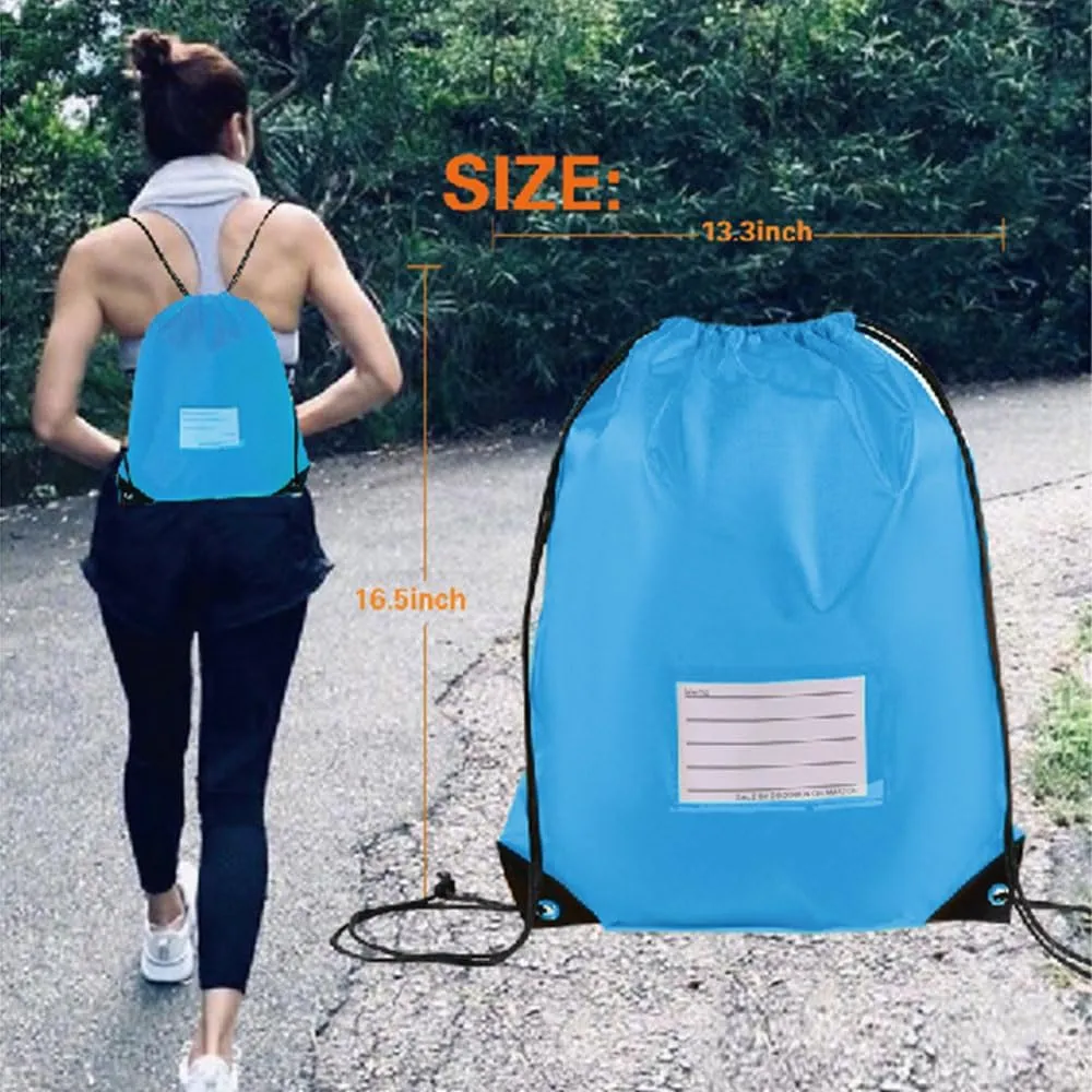 16 Pack Drawstring Bags,Bulk Draw String Backpack, DIY Gym Sports Cinch Bag Sackpack for Women Men, Sky Blue
