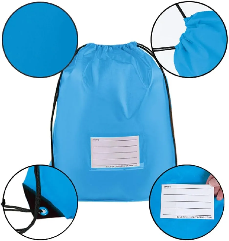 16 Pack Drawstring Bags,Bulk Draw String Backpack, DIY Gym Sports Cinch Bag Sackpack for Women Men, Sky Blue