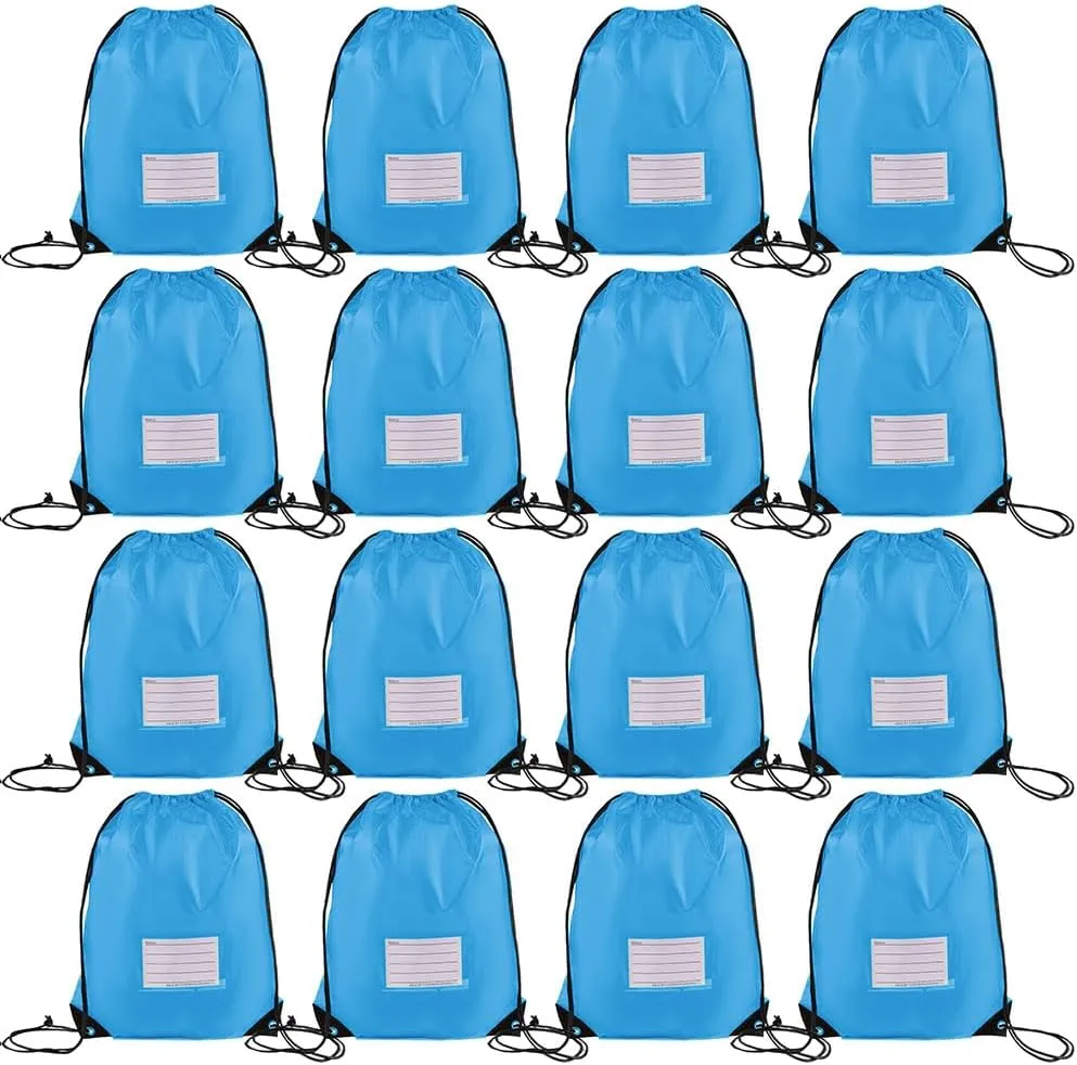 16 Pack Drawstring Bags,Bulk Draw String Backpack, DIY Gym Sports Cinch Bag Sackpack for Women Men, Sky Blue