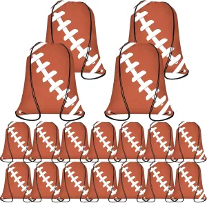 18 Pieces Football Drawstring Bags, Football Drawstring Backpacks Party Favors Cinchs Football Goodie Bags for Gym Party Favors Bags