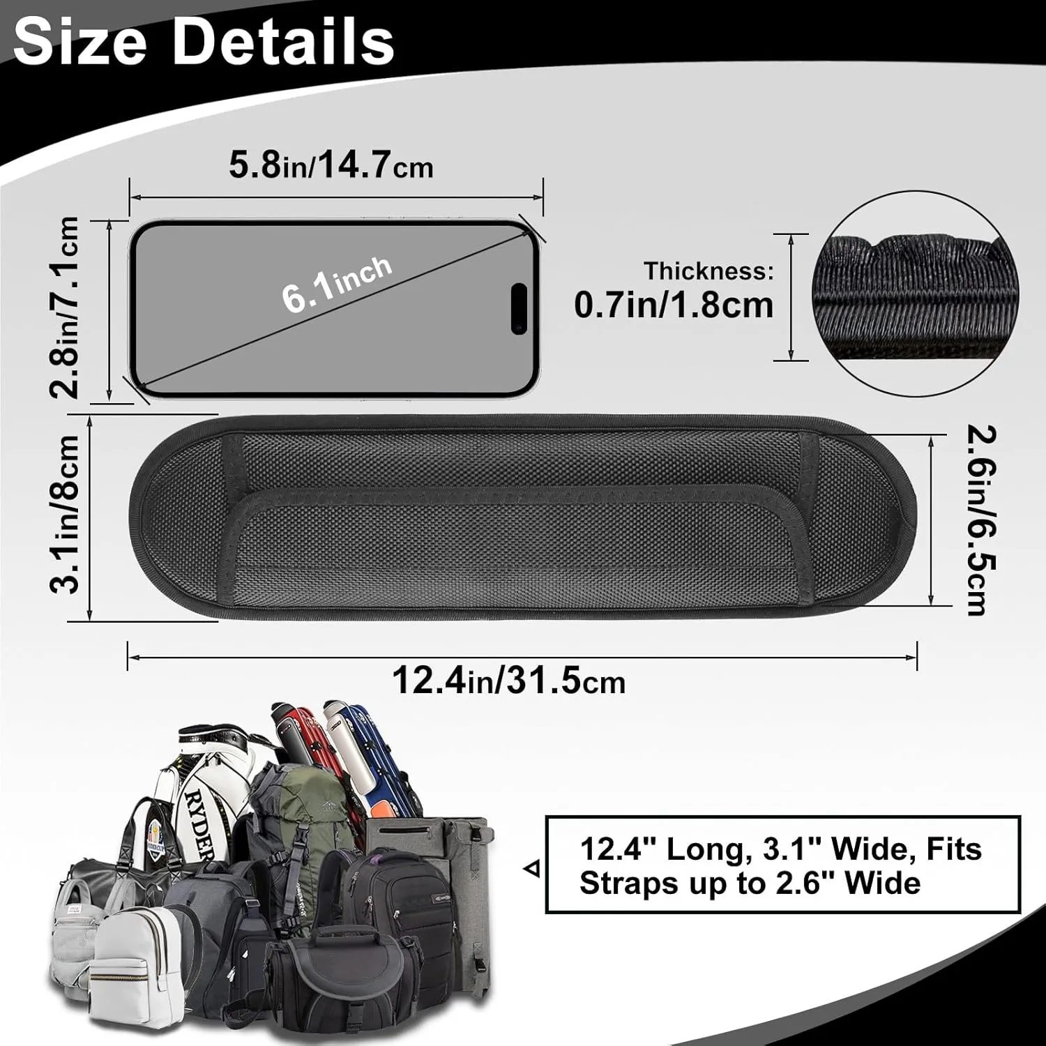 2 Pack Breathable Universal Shoulder Pad, 3D Cushion Air Backpack Strap Pads, for Shoulder Bags, Guitar Strap, Detachable Shoulder Strap Pad Pads Help Relieve Shoulder Pain(3D Air Cushion)