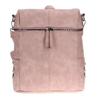 2 ways Wearing Korean Style Box Shape Women Backpack Solid Color Zipper PU Leather Backpack