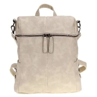 2 ways Wearing Korean Style Box Shape Women Backpack Solid Color Zipper PU Leather Backpack