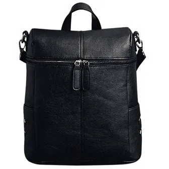 2 ways Wearing Korean Style Box Shape Women Backpack Solid Color Zipper PU Leather Backpack