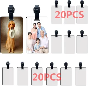 20 pcs Sublimation Luggage tag Blanks with Strap MDF White Blank Travel Bag Baggage Tags Double Sided Suitcase Label Tag with Slots Sublimation Bag Tags