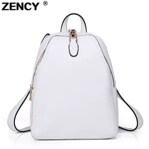 2018 Fast Shipping 100% Genuine Leather Women Backpack Fashion Female Designer Cowhide Navy Red Backpacks Snow White Gray Bag