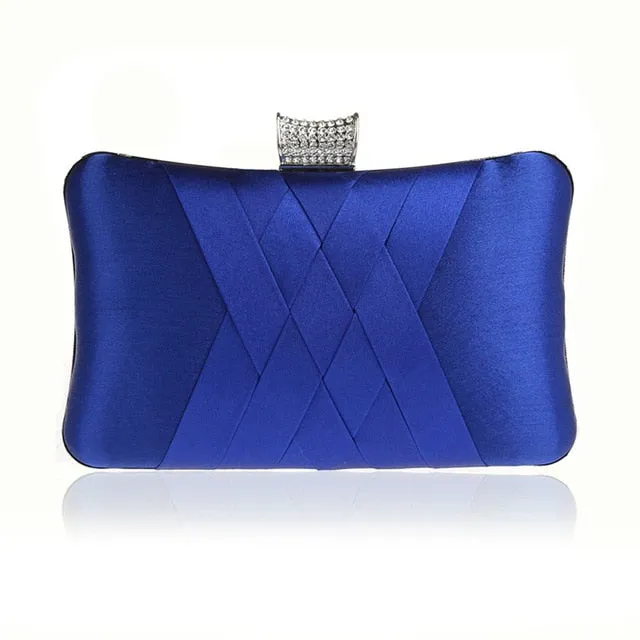 2018 Women Diamonds Evening Hand Bag Blue Clutch Bags Bride Wedding Party Chain Purse Small Handbag Ladies Clutches Bags
