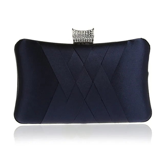 2018 Women Diamonds Evening Hand Bag Blue Clutch Bags Bride Wedding Party Chain Purse Small Handbag Ladies Clutches Bags