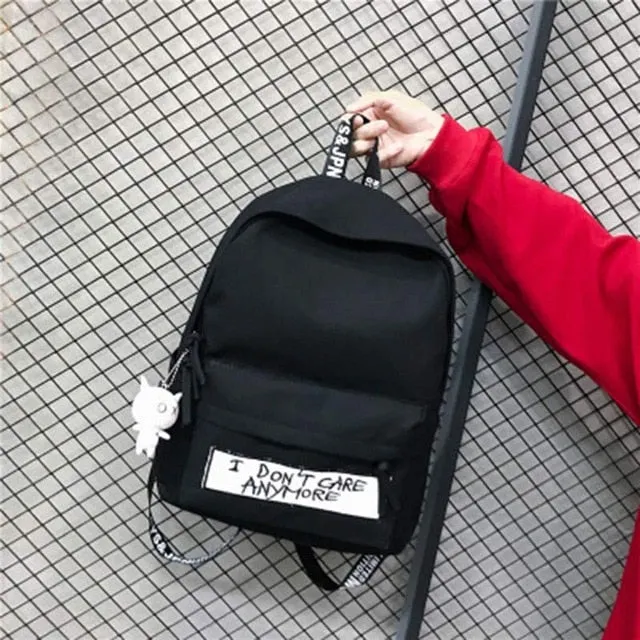 2019 Women Backapck Japanese Canvas Outdoor Alphabetical Embroidery Backpack Female Bag High-capacity Student Soft Schoolbag