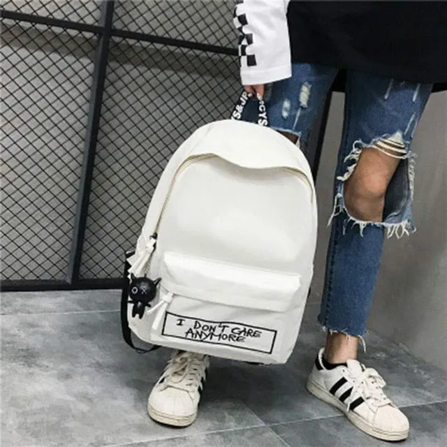 2019 Women Backapck Japanese Canvas Outdoor Alphabetical Embroidery Backpack Female Bag High-capacity Student Soft Schoolbag
