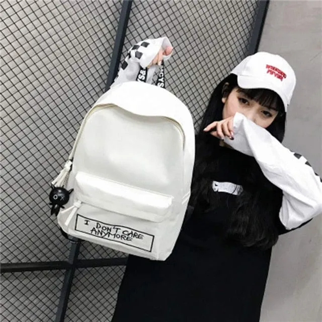 2019 Women Backapck Japanese Canvas Outdoor Alphabetical Embroidery Backpack Female Bag High-capacity Student Soft Schoolbag