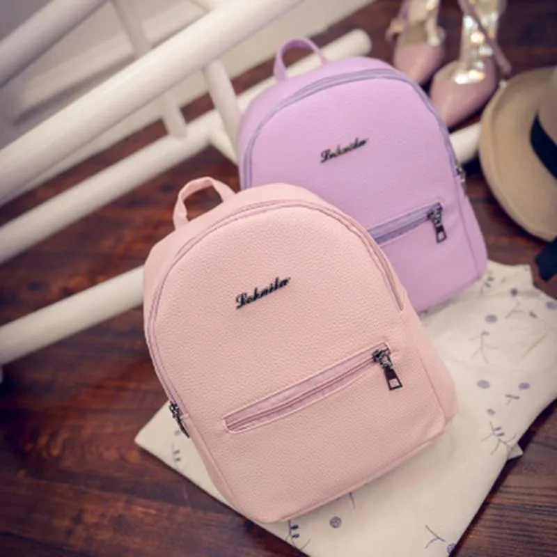 2019 Women Backapck PU Pinkycolor Leisure Nylon Outdoor Travel Backpack Female Bag High-capacity Student Soft Schoolbag
