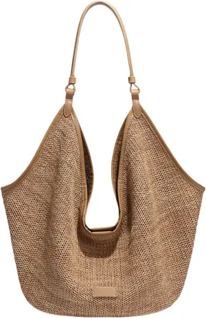 2025 Summer Straw Tote bag for Women – Lightweight Soft Handwoven Hobo Shoulder Bag with Drawstring Inner Pocket