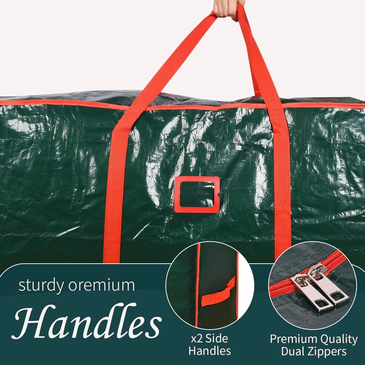 264L (7.5FT) Extra Large Storage Bags, Heavy Duty Large Moving Bags, Storage Totes Moving Boxes Supplies for College, Foldable Duffle Bag for Travel, Christmas Tree Storage Bag- Green