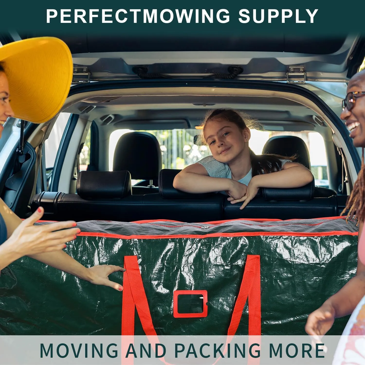 264L (7.5FT) Extra Large Storage Bags, Heavy Duty Large Moving Bags, Storage Totes Moving Boxes Supplies for College, Foldable Duffle Bag for Travel, Christmas Tree Storage Bag- Green