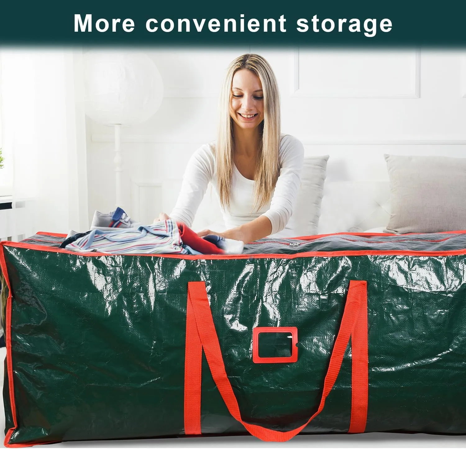 264L (7.5FT) Extra Large Storage Bags, Heavy Duty Large Moving Bags, Storage Totes Moving Boxes Supplies for College, Foldable Duffle Bag for Travel, Christmas Tree Storage Bag- Green
