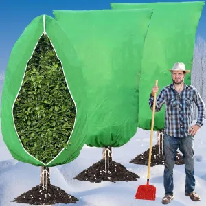 3 Packs Thick Plant Cover Freeze Protection - 47.2"×70.8" 2.8oz With Zip Drawstring, Garden Cloth Blanket Jacket Bag Cover Protect Outdoor Fruit Tree Potted Shrub from Winter Frost Cold Weather