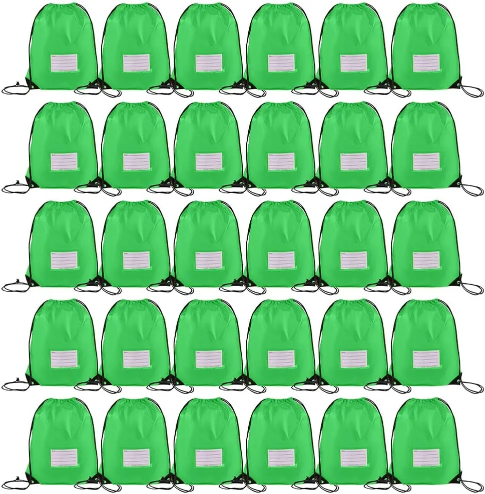 30 Pack Drawstring Bags,Bulk Draw String Backpack, DIY Gym Sports Cinch Bag Sackpack for Women Men, Green