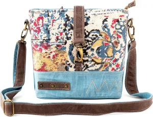 3B SHOUZO Messenger and Shoulder Bag - Blue Denim Shoulder Bag | Upcycled Vintage Canvas & Leather | Comes with 2 Different Straps