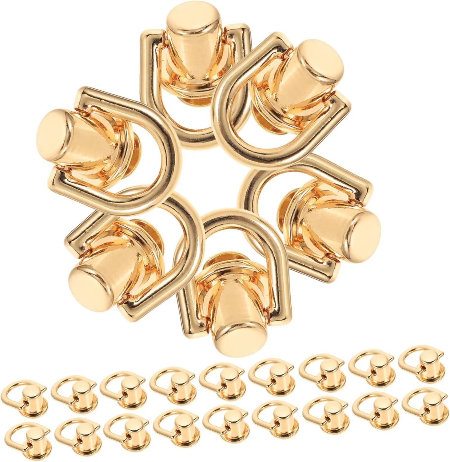 40Sets D Ring Rivets for Craft Rotatable Hardware for Handbags Purses and DIY Projects Versatile Bag Accessories for Custom Decor and Repairs