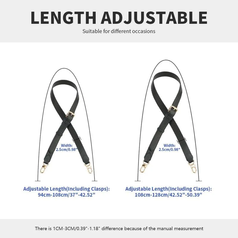 42.52" Purse Straps Replacement Crossbody Bag Strap Purse Straps Adjustable Replacement Straps Black Clasp Black Litchi