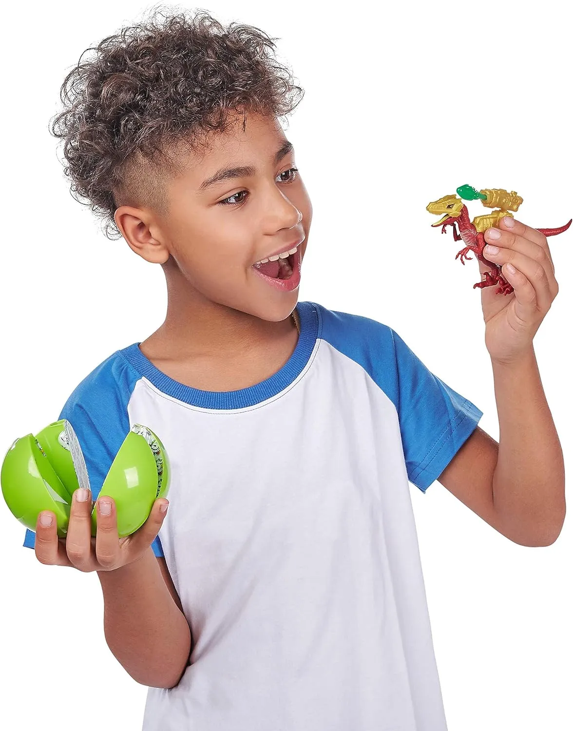 5 Surprise Dino Strike Surprise Mystery Battling Collectible Dinos by ZURU (2 Pack) Glow in The Dark,Gold