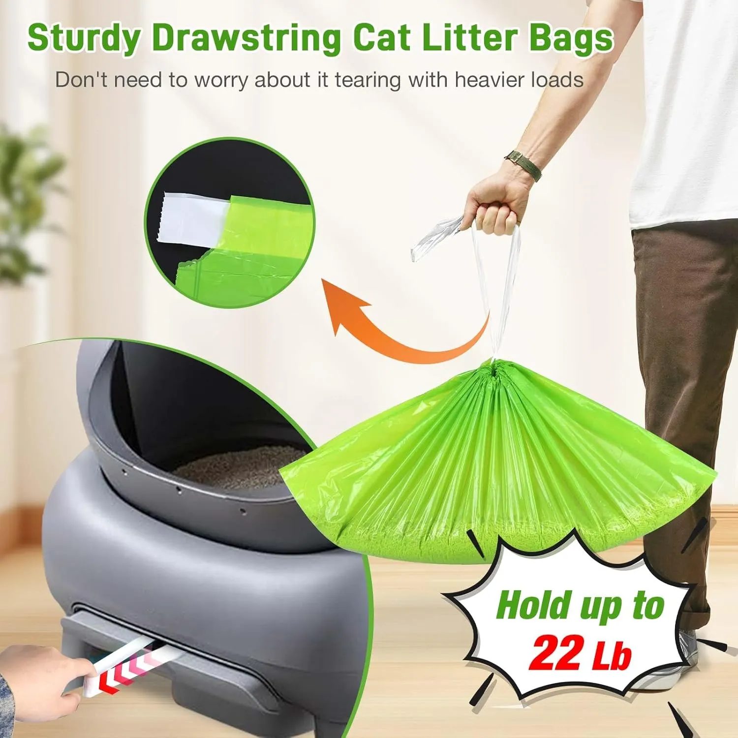 50 Count Cat Litter Bags Liners Compatible with Neakasa M1 and Petpivot Self Cleaning Cat Litter Box Replaced Waste Bags with Drawstring Heavy Duty Leak-proof 27" x 13"