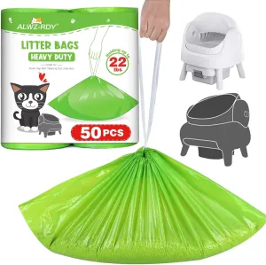 50 Count Cat Litter Bags Liners Compatible with Neakasa M1 and Petpivot Self Cleaning Cat Litter Box Replaced Waste Bags with Drawstring Heavy Duty Leak-proof 27" x 13"