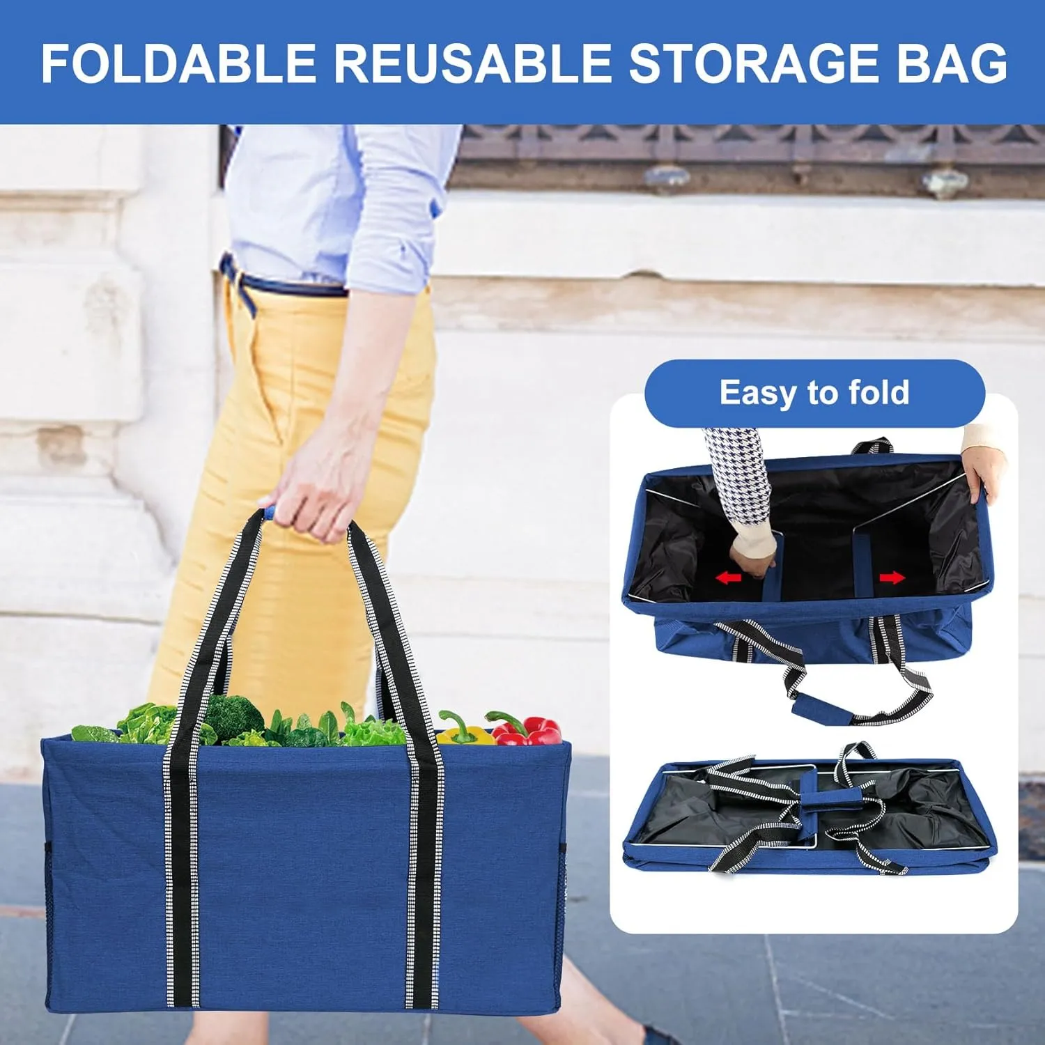50L Utility Tote Bag Reusable Grocery Shopping Bag