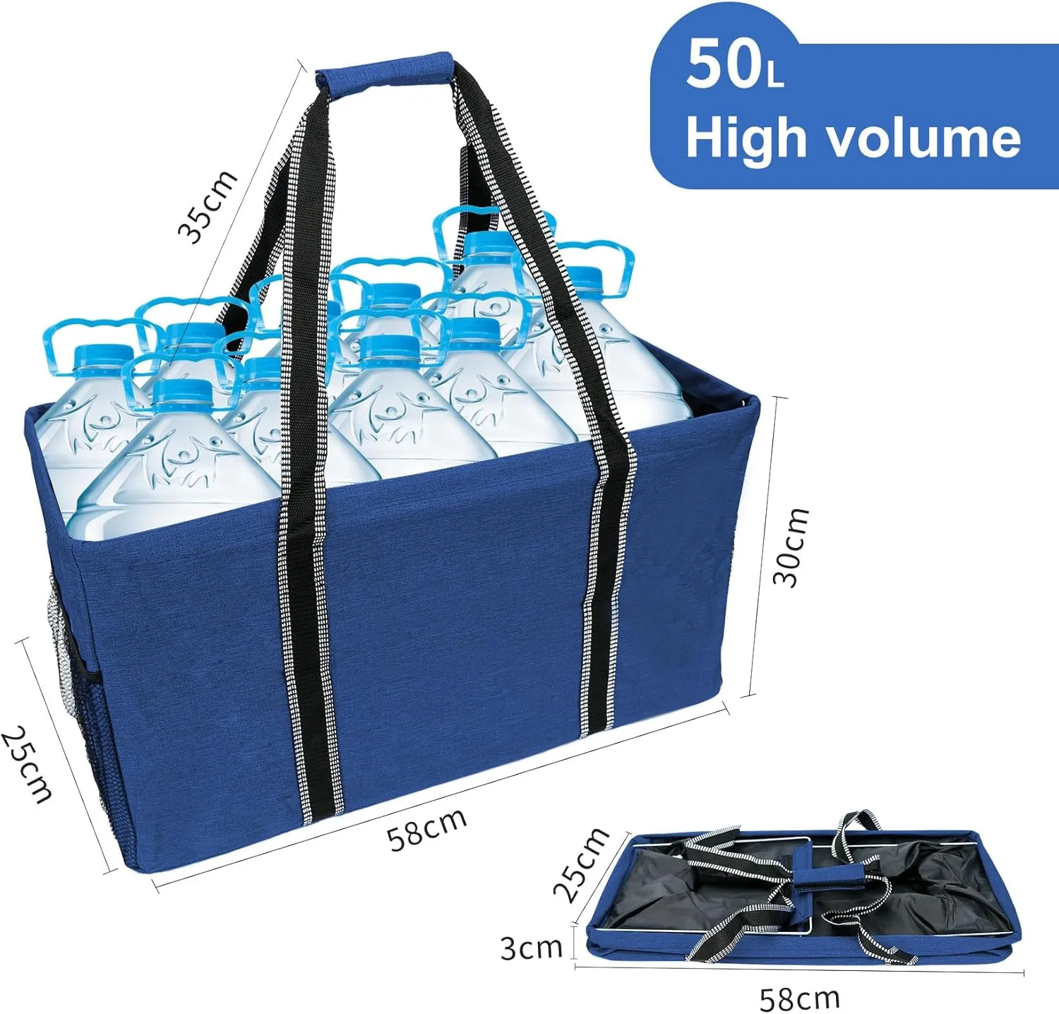 50L Utility Tote Bag Reusable Grocery Shopping Bag