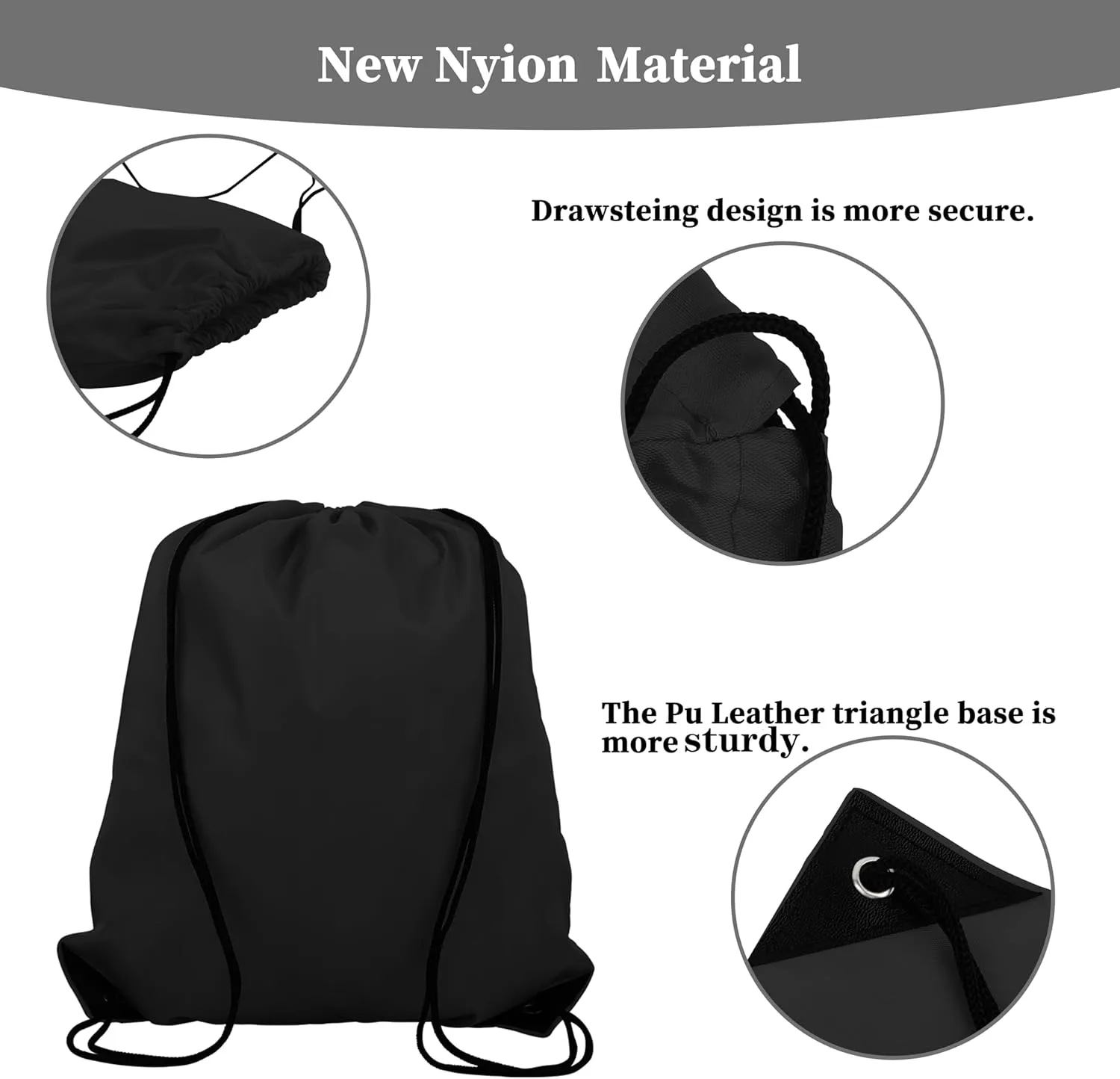 60 Pieces Drawstring Backpack Bags Sports Sackpack Bulk Cinch Gym Bag For Women Men Outdoor Sports Backpack(Black)