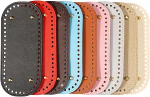 9Pcs Crochet Basket Base, PU Leather Bag Bottom Pad, Multi Color Long Oval Purse Bottom Shaper Pad with Holes, Oval Handbag Bottom Base for DIY Crochet Bag Shoulder Bags Purse Crafts Making
