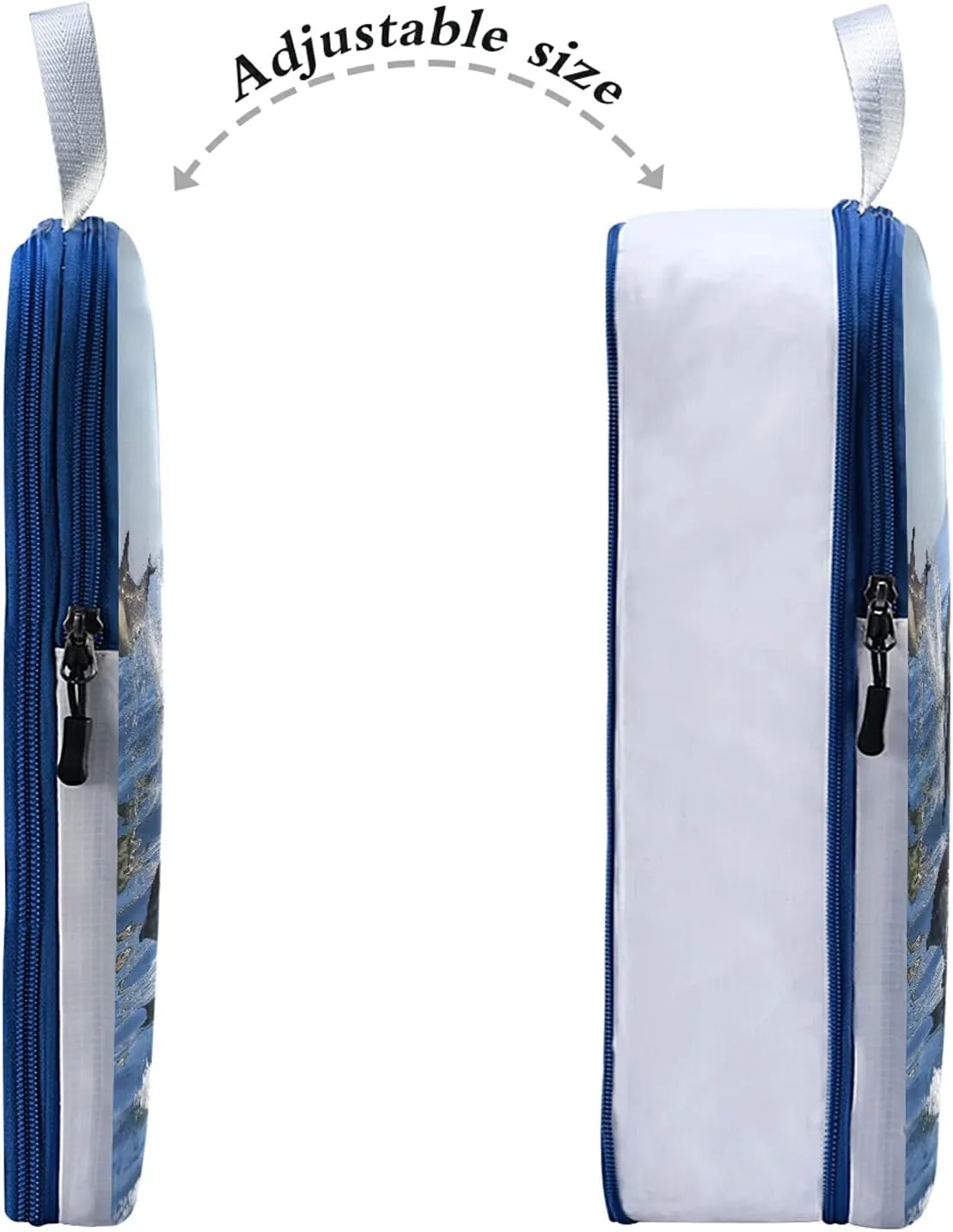 A Group of Dolphins with Long Beaks Jumped out of the Water 3 Set Packing Cubes, Waterproof Check Oxford cloth Organizers, Travel Packing Toiletry Storage Bag