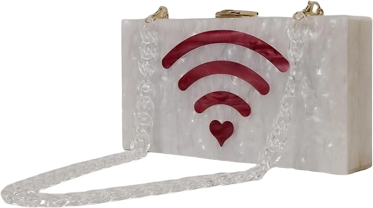 Acrylic Evening Clutch Bag for Women with Marbling Evening Purses Handbag Box Clutch for Wedding Cocktail Party Prom(Kiss me)