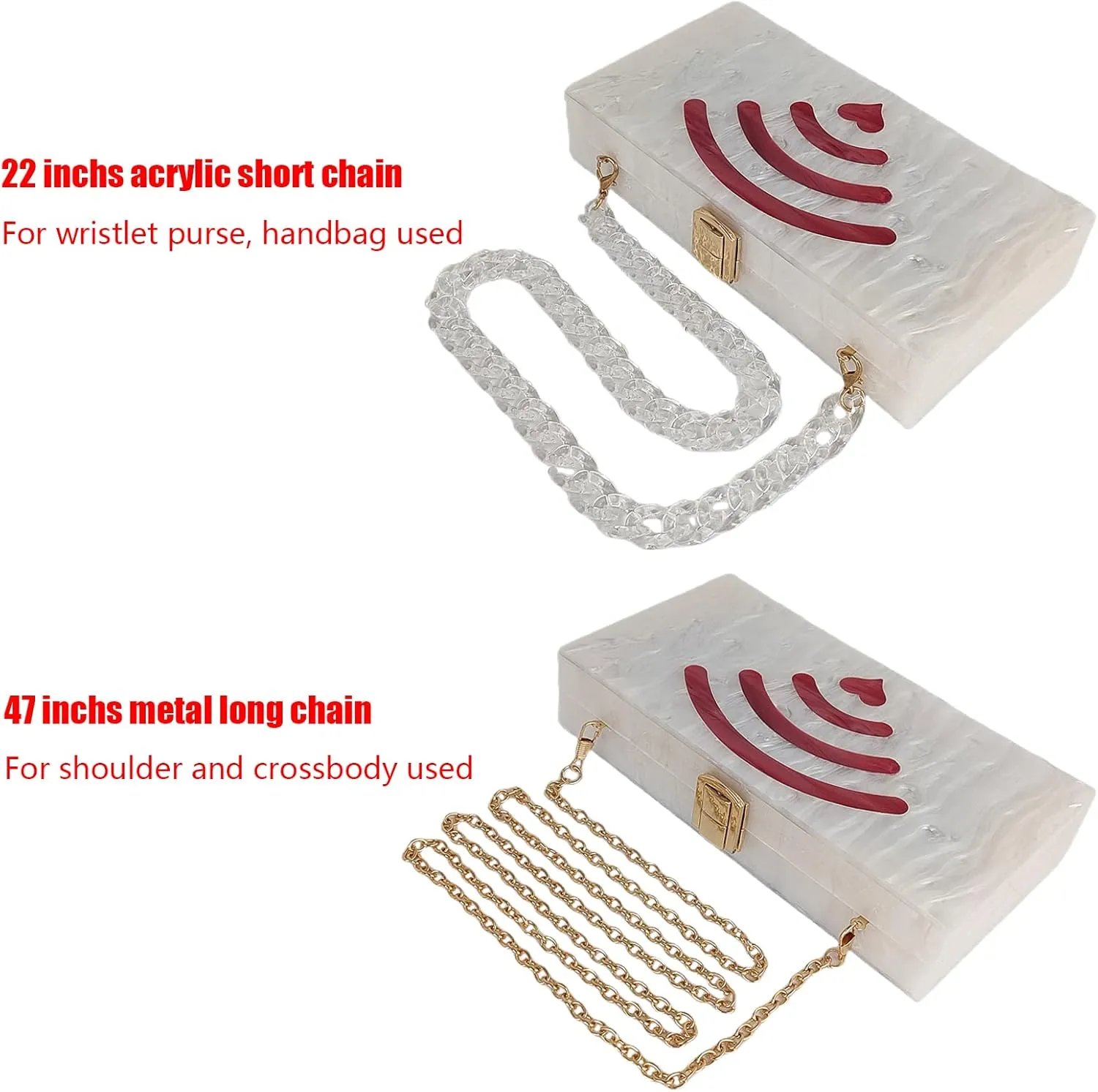 Acrylic Evening Clutch Bag for Women with Marbling Evening Purses Handbag Box Clutch for Wedding Cocktail Party Prom(Kiss me)