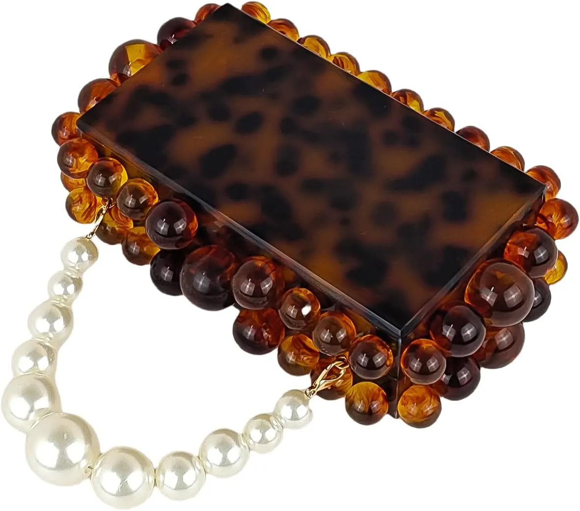 Acrylic Evening Handbag Marble Box Clutch Purse Women Beaded Party Prom Cocktail Bag