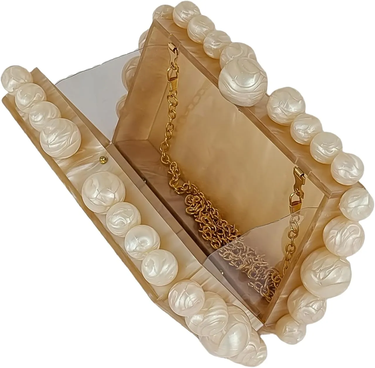 Acrylic Evening Handbag Marble Box Clutch Purse Women Beaded Party Prom Cocktail Bag