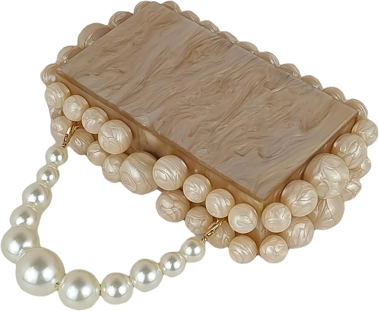 Acrylic Evening Handbag Marble Box Clutch Purse Women Beaded Party Prom Cocktail Bag