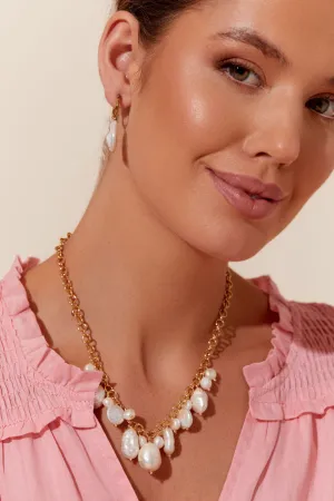 Addie Organic Pearl Necklace - Cream Gold
