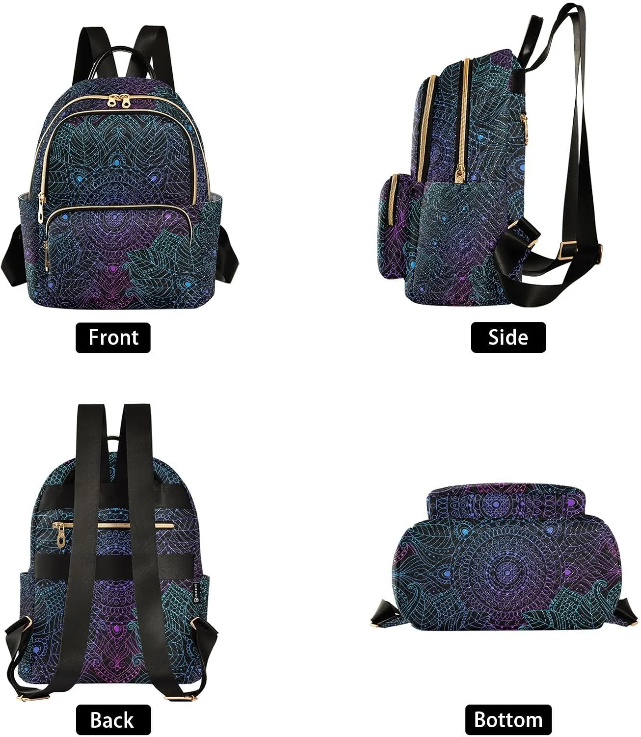 ALAZA Art mandala Boho Ethnic Bohemian Mini Backpack Purse for Women Travel Bag Fashion Daypack Back Pack Shoulder Bag