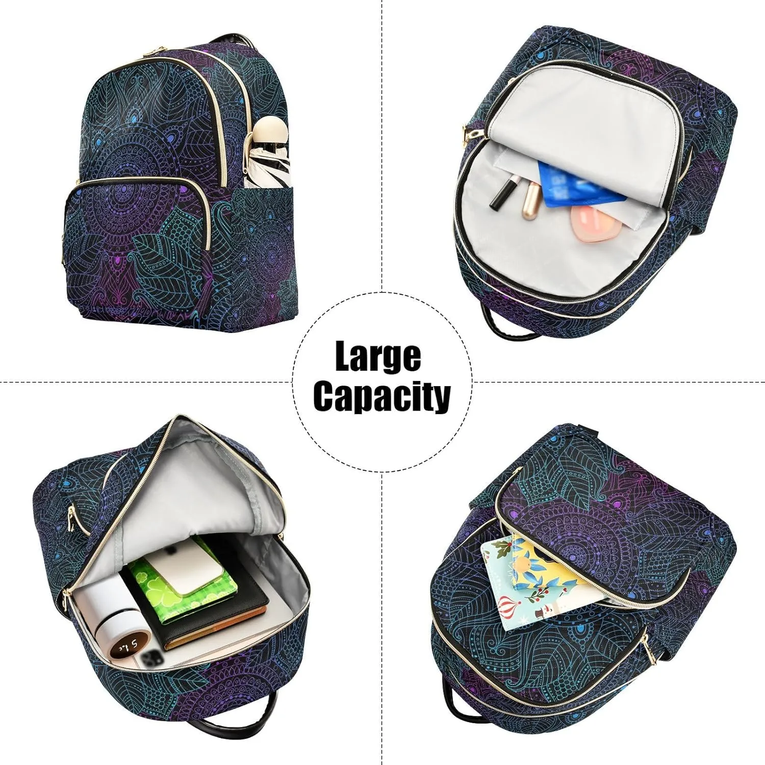 ALAZA Art mandala Boho Ethnic Bohemian Mini Backpack Purse for Women Travel Bag Fashion Daypack Back Pack Shoulder Bag